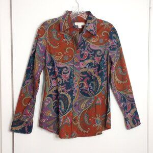 Coldwater Creek Patch Paisley Button Front Shirt